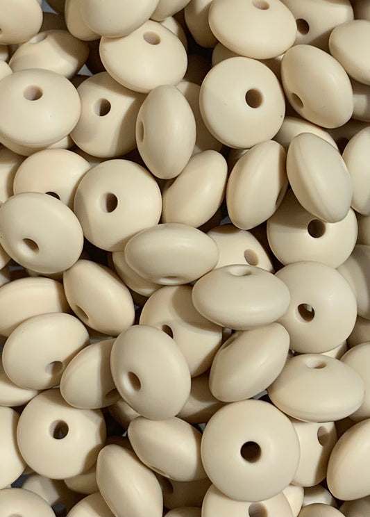 12mm Lentil Cream Silicone Beads