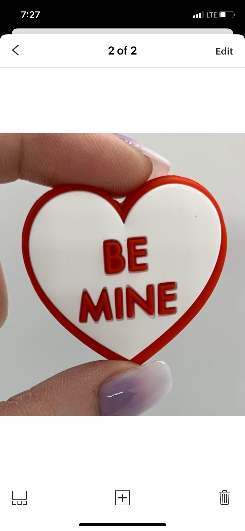 V- White Be Mine Candy Heart EXCLUSIVE Silicone Focal Bead, Valentine’s Silicone Bead, U R Cute Heart Shape Silicone Bead