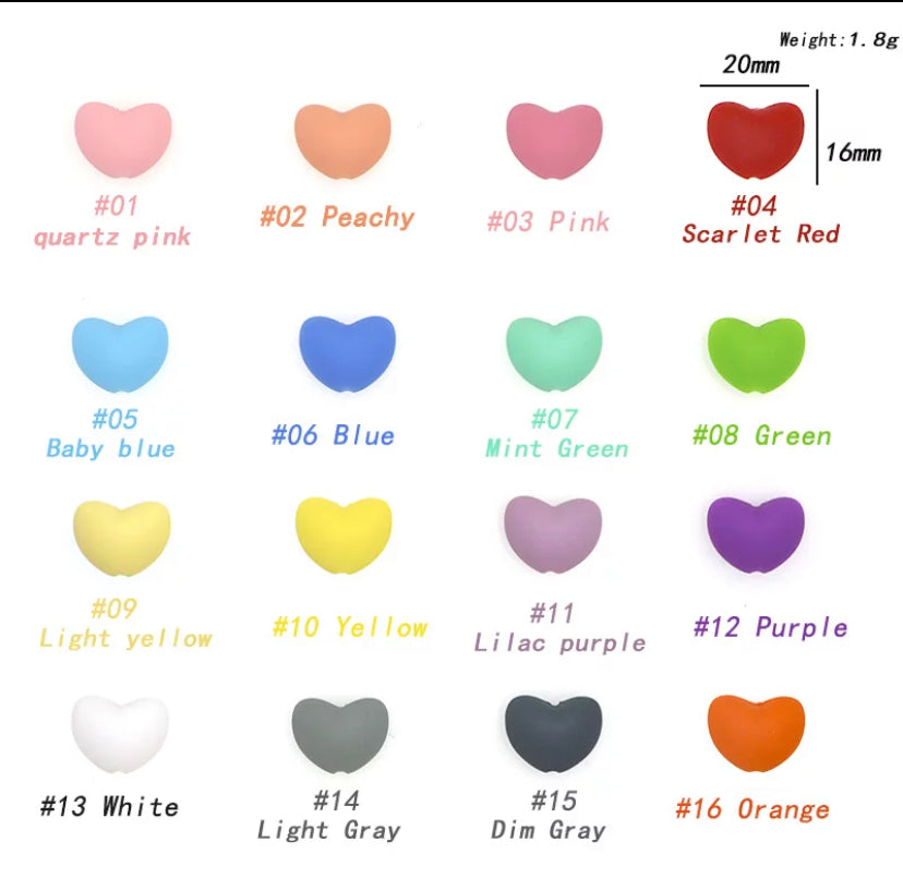 Heart Silicone Focal Bead, Valentine’s Silicone Bead, Heart Shape Silicone Bead