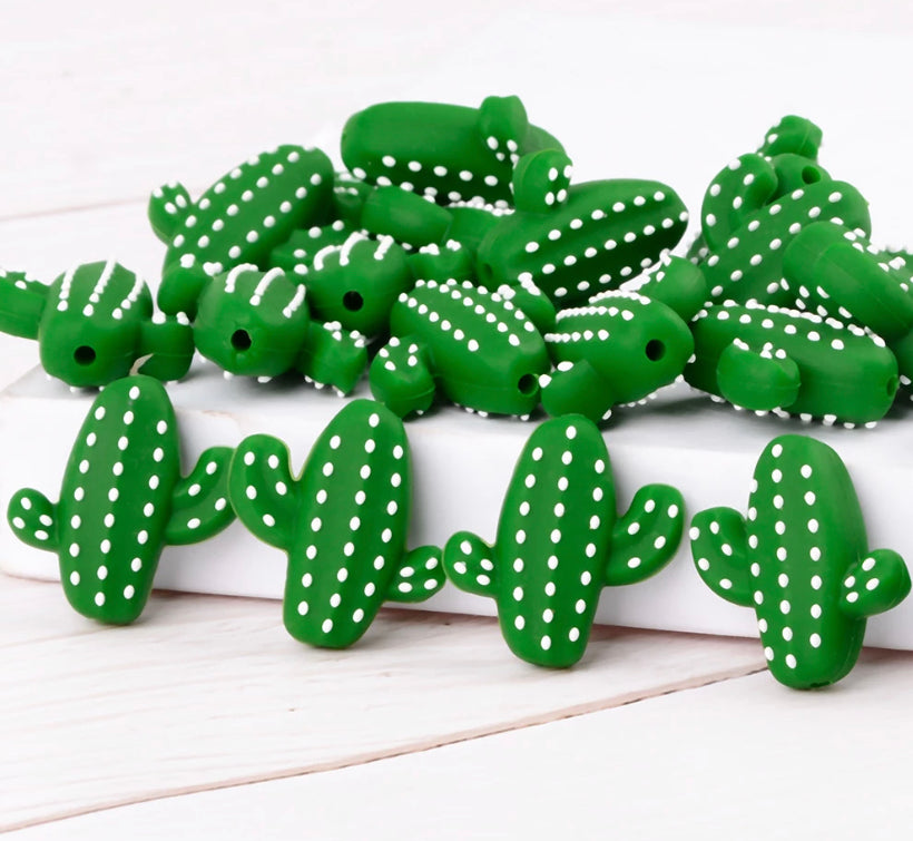 Discontinued- Cute Cactus Focal Silicone Bead, Cactus Shaped Silicone Bead