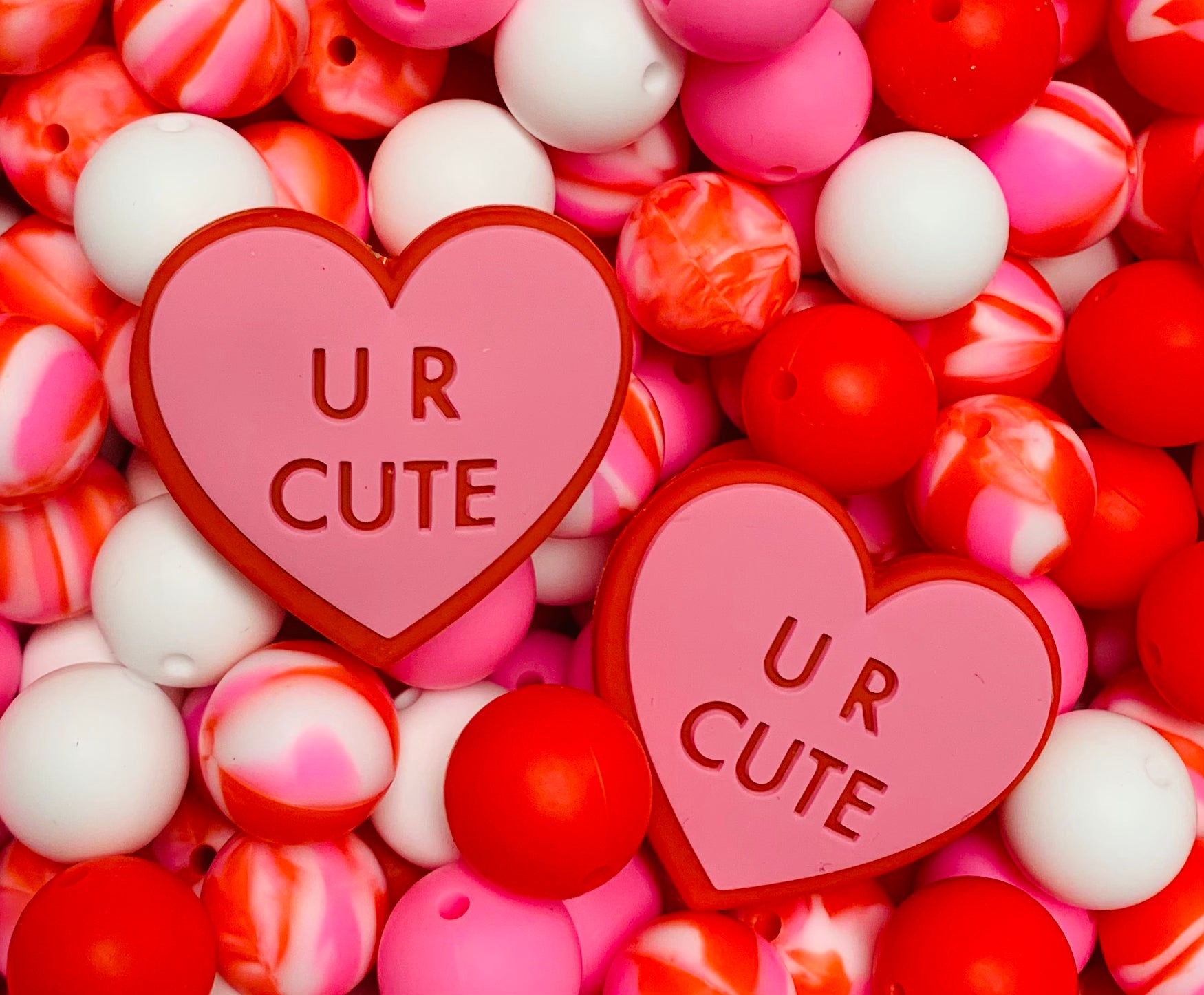 Silicone 15mm custom printed valentines day beads