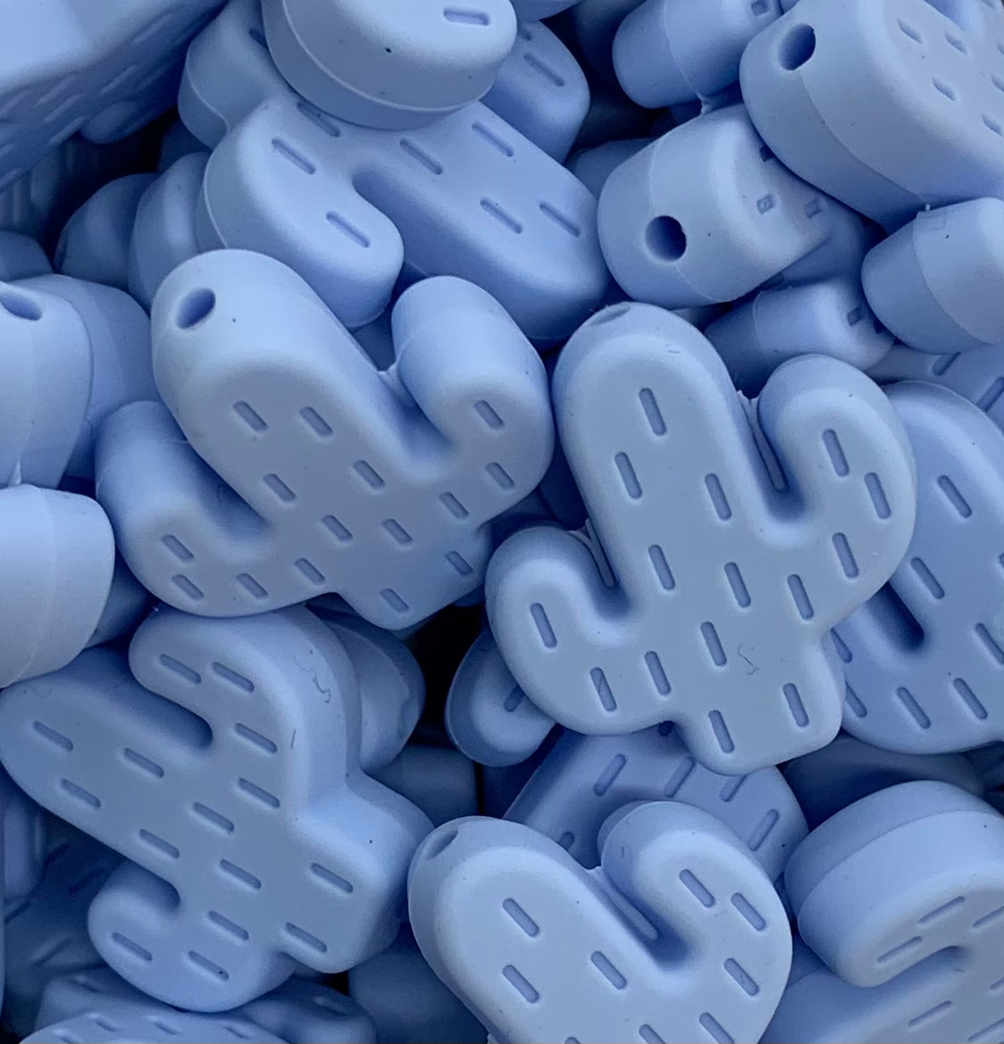 Discontinued- Blue Cactus Shaped Silicone Bead