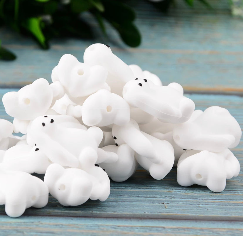 White Bunny Silicone Focal Bead, Bunny Silicone Bead, Rabbit Shape Silicone Bead, Easter Focal