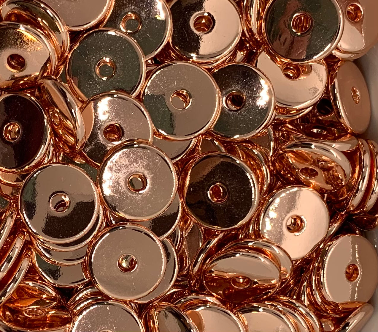 *1 Rose Gold Flat Metal Spacer Beads, Rondelle Spacer Beads