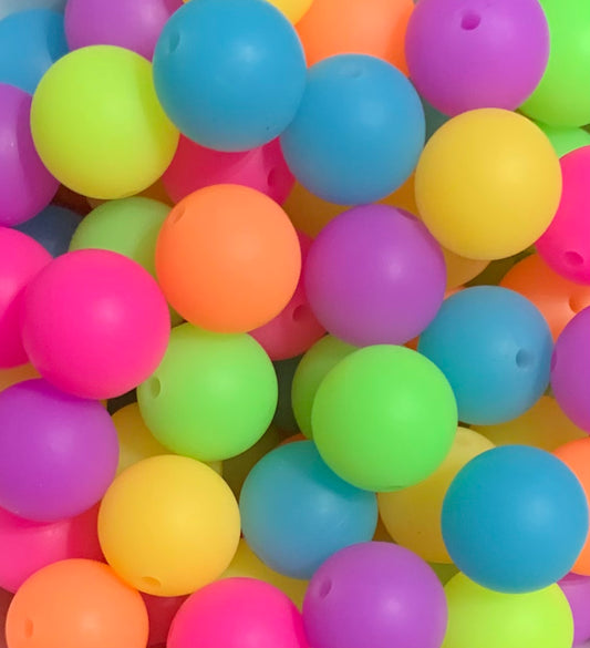 *Bead Mix- #100 GLOW Neon 15mm Silicone Bead Mix Bag
