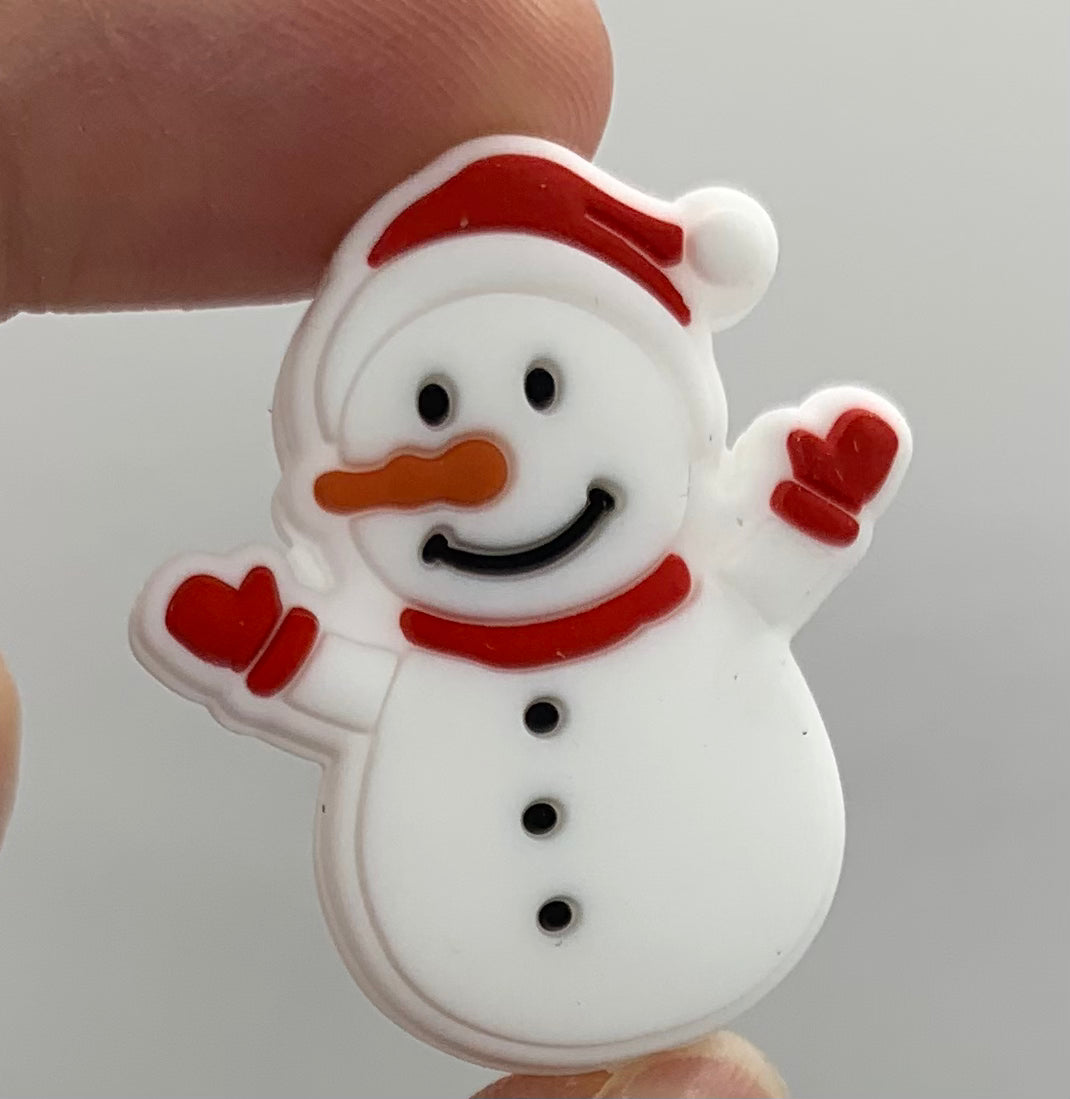 Happy Snowman Silicone Focal Bead, Christmas Silicone Bead, Snowman Shape Silicone Bead, Winter Silicone Bead