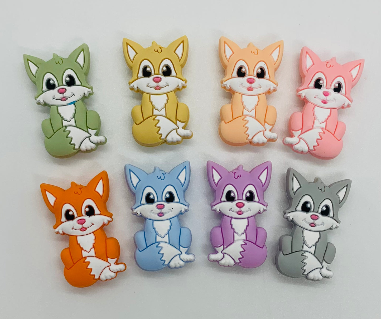 Discontinued- Happy Fox Silicone Focal Bead, Animal Shape Silicone Bead,