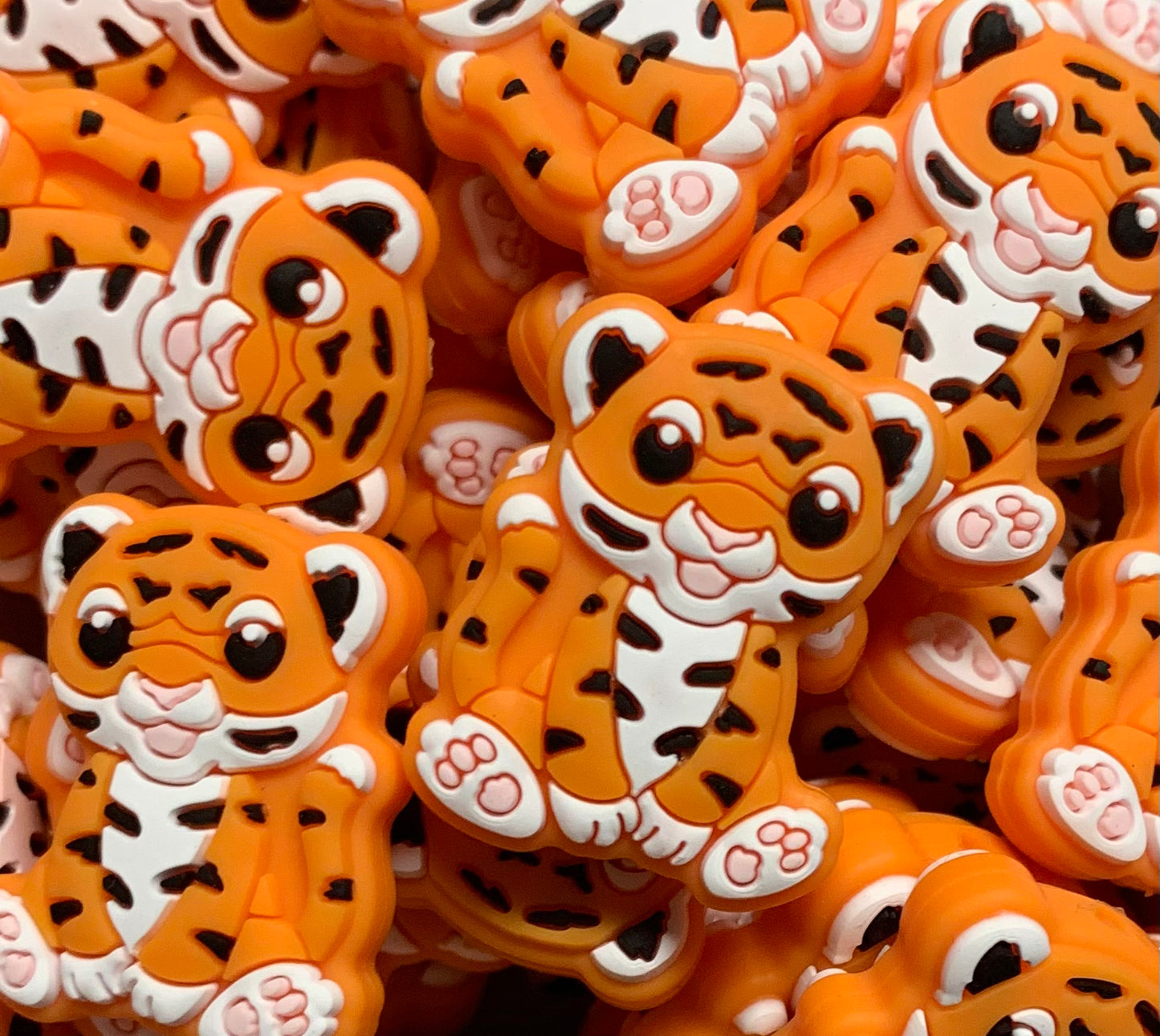 A- Tiger Silicone Focal Bead, Animal Shape Silicone Bead,