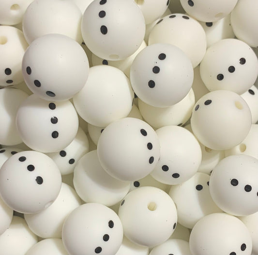 15mm Print Snowman Body Round Silicone Beads