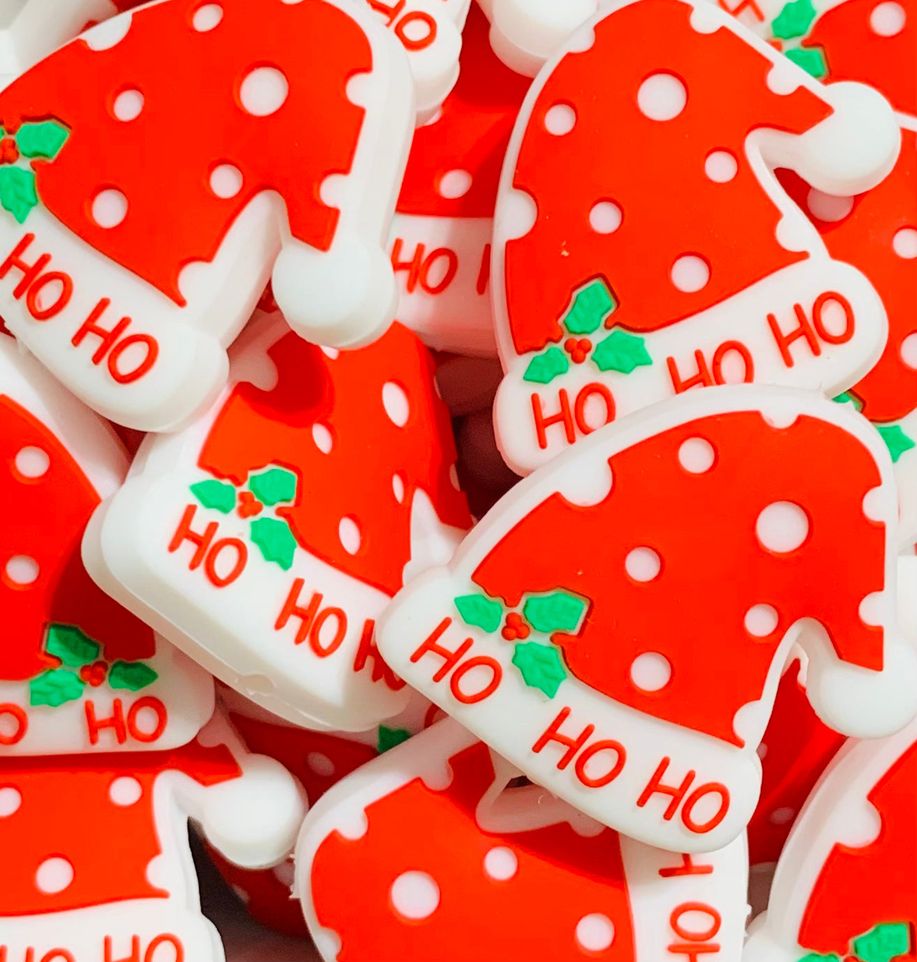 C- Santa Hat Silicone Focal Bead, Christmas Silicone Bead, Hat Shape Silicone Bead