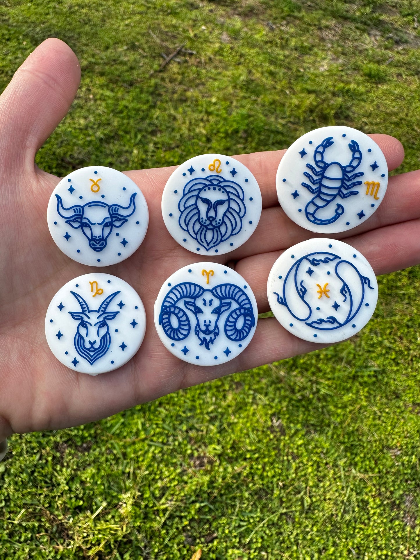 White Zodiac EXCLUSIVE Silicone Focal Bead , Constellation Focal Bead