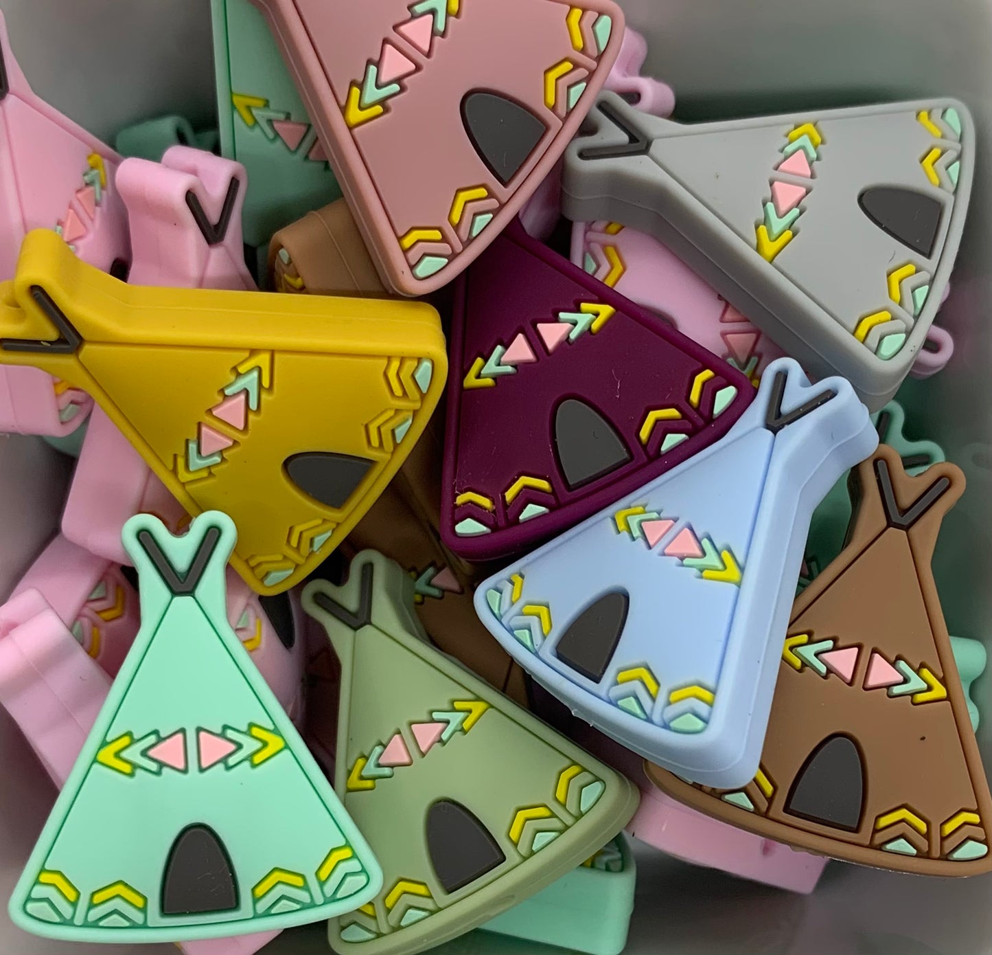 Discontinued- Teepee Shaped Silicone Focal Bead, Boho Bead