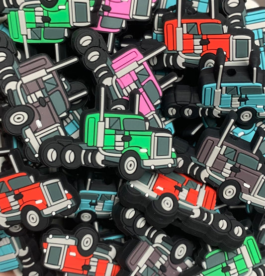 T- Semi Truck Silicone Focal Bead, Transportation Shape Bead