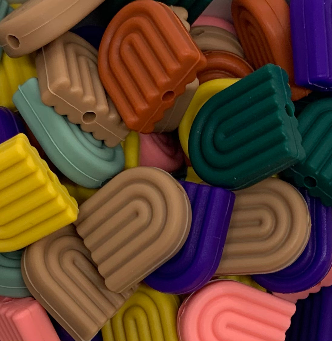 Discontinued- Arch Rainbow Silicone Focal Bead, Rainbow Shape Silicone Bead, Rainbow Silicone Bead