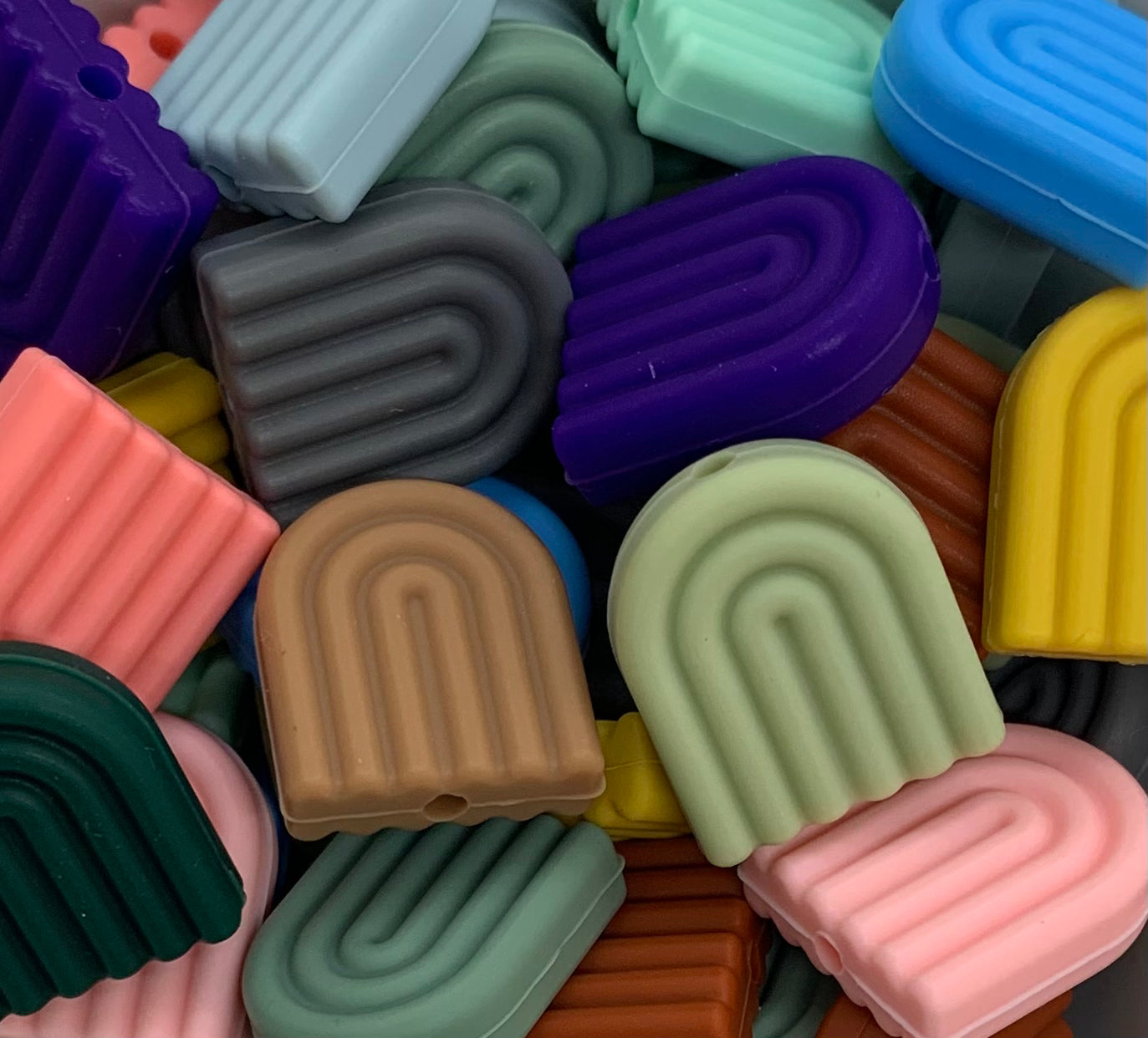 Discontinued- Arch Rainbow Silicone Focal Bead, Rainbow Shape Silicone Bead, Rainbow Silicone Bead