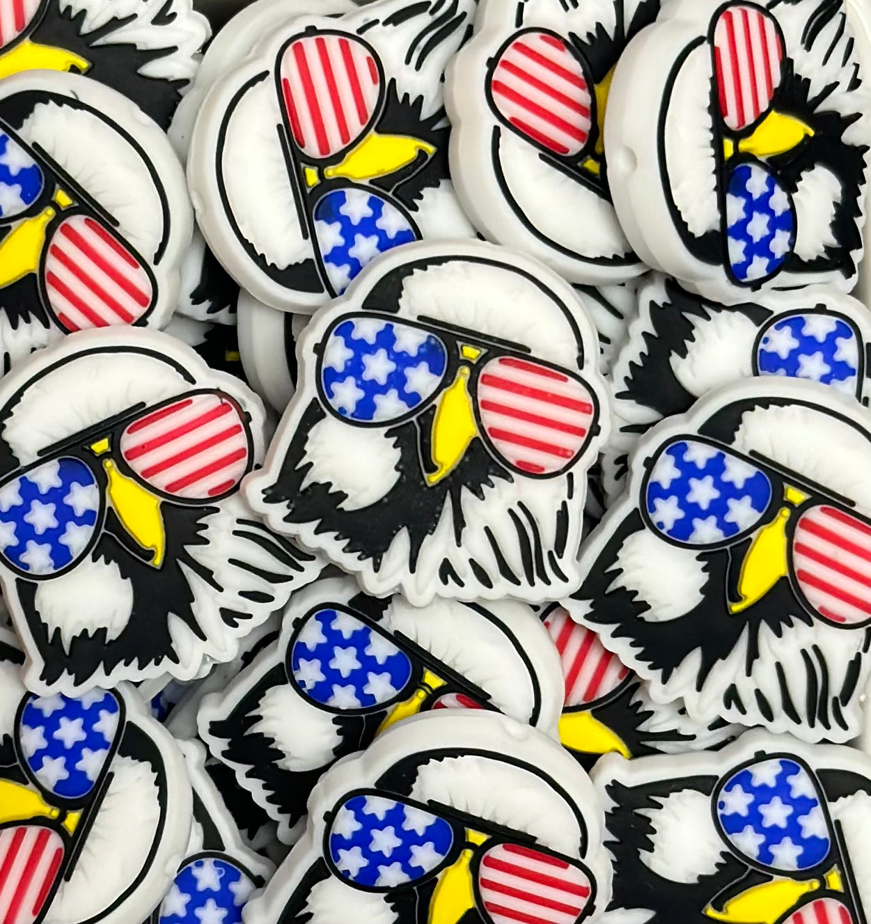 U- USA Eagle Silicone Focal Bead, Shape Silicone Bead