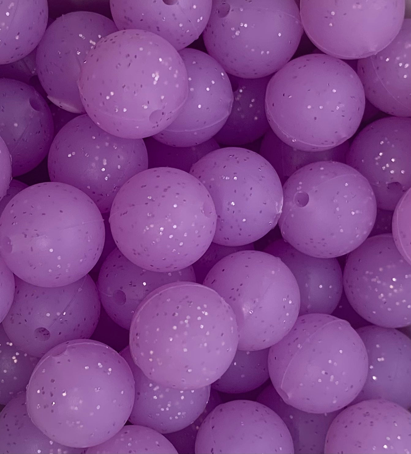15mm Purple Glitter Silicone Beads, Purple Round Silicone Beads