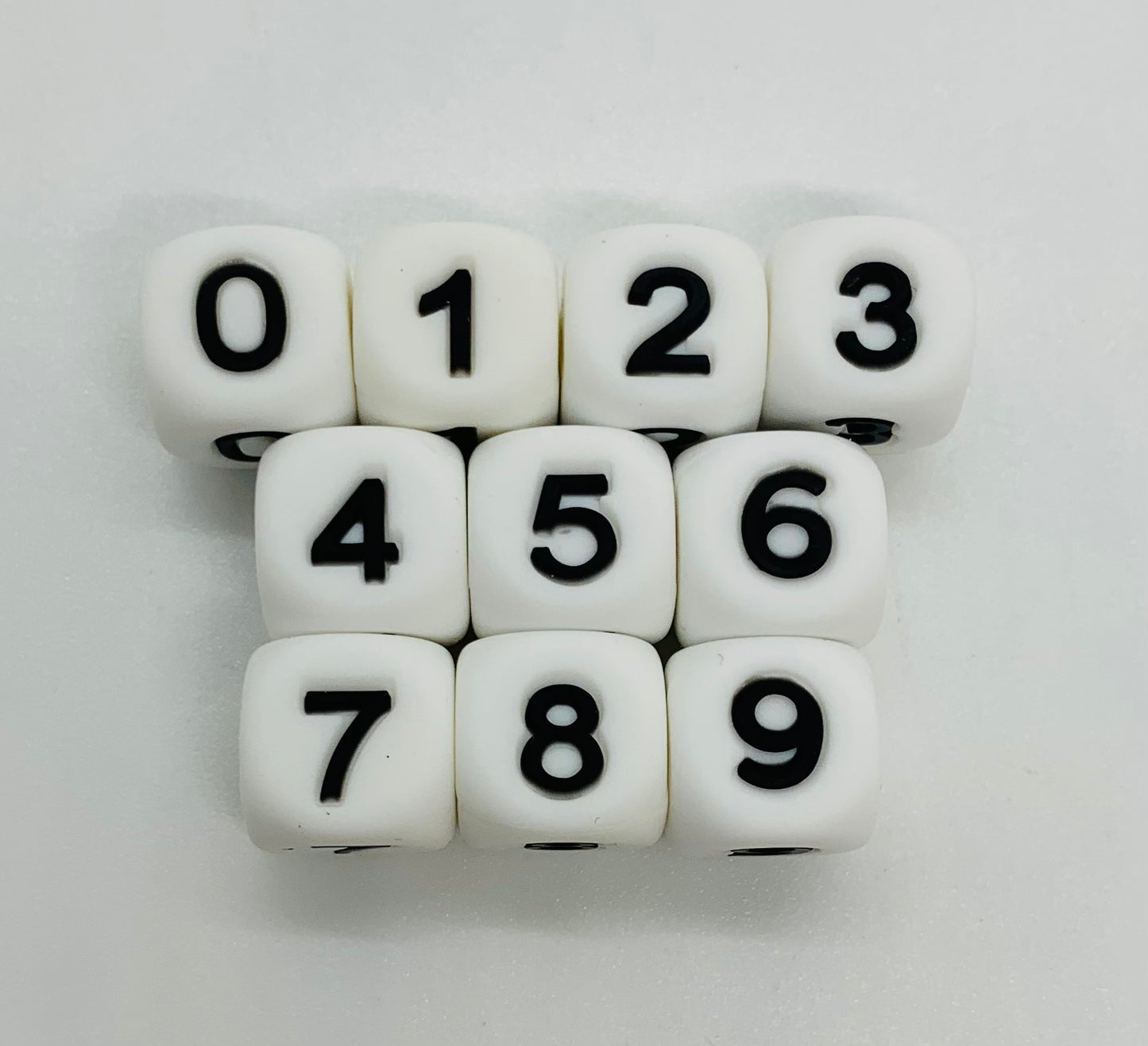 12mm White Number Beads