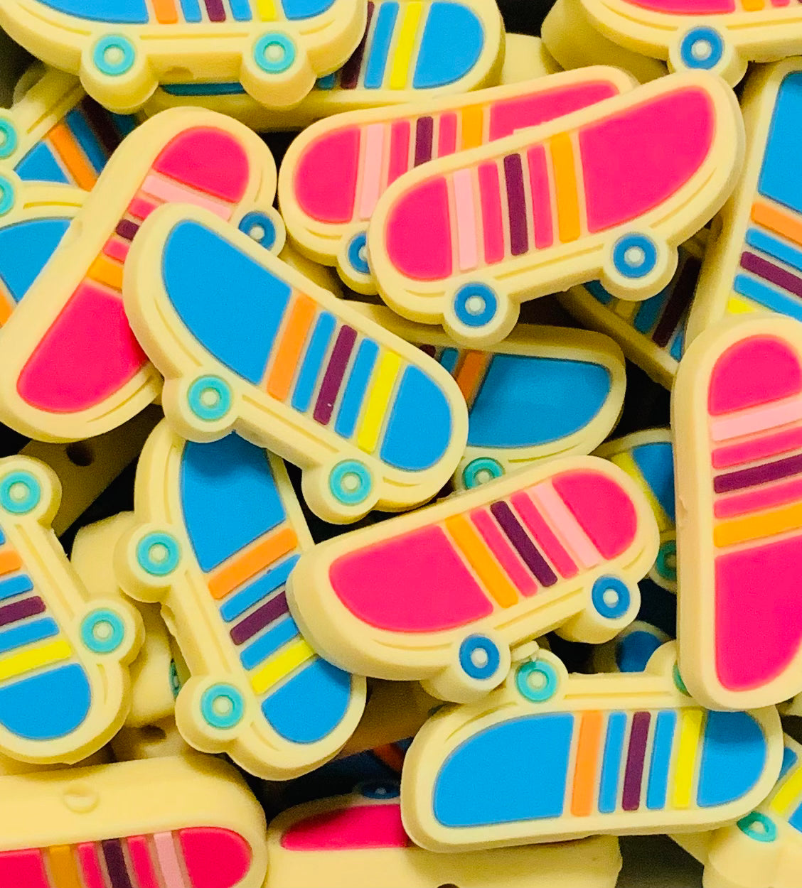 Discontinued- Skate Board Silicone Focal Bead, Skate Board Shape Silicone Bead