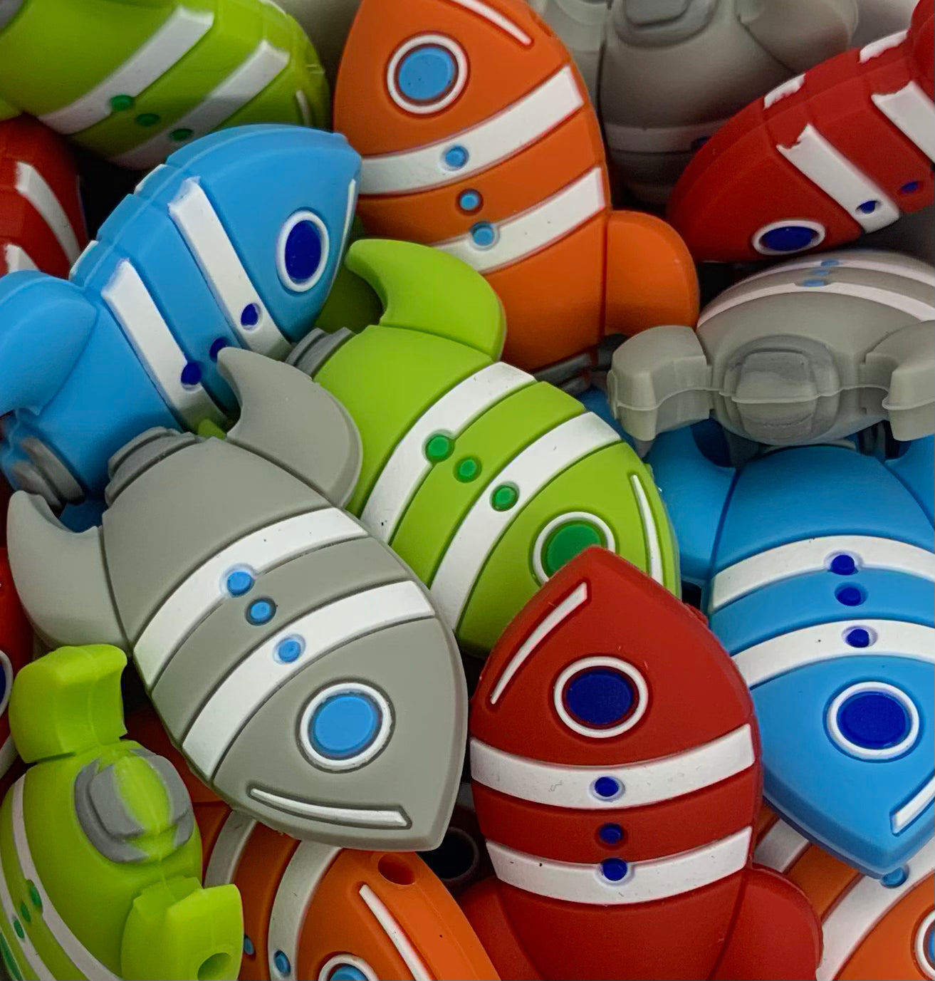 Discontinued- Rocket Focal Bead, Rocket Shape Silicone Bead