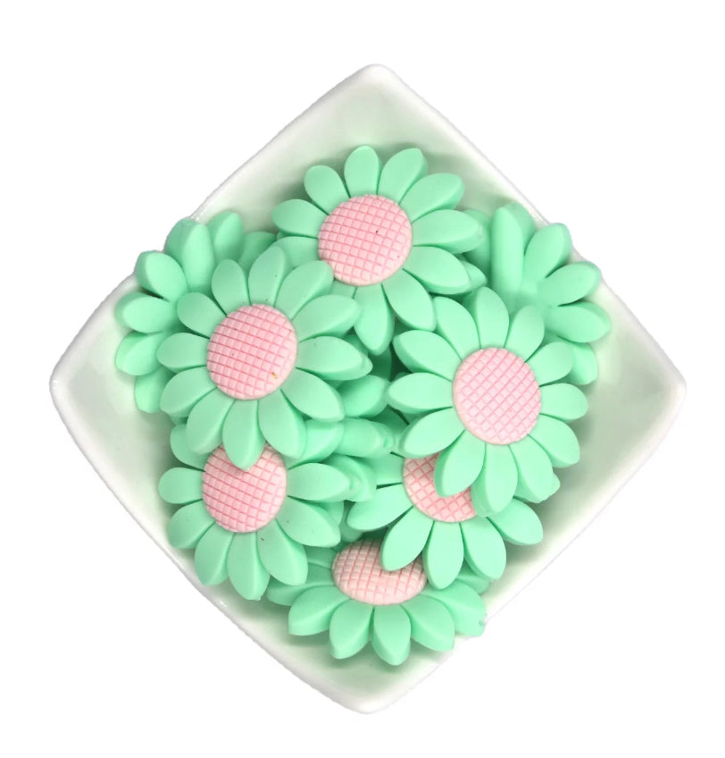 Discontinued- Daisy 40mm Silicone Focal Bead, Daisy Silicone Bead, Flower Shape Silicone Bead