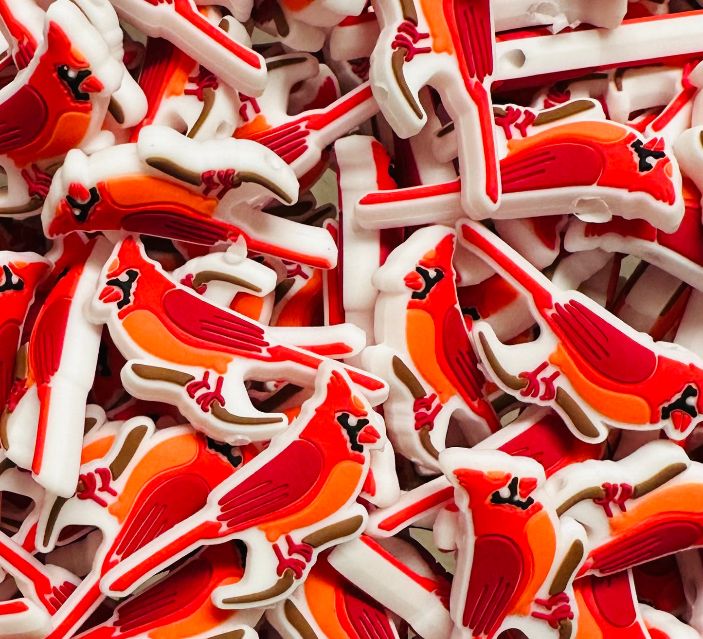 A- Cardinal Silicone Focal Bead, Bird Focal, Animal Shape Silicone Bead,