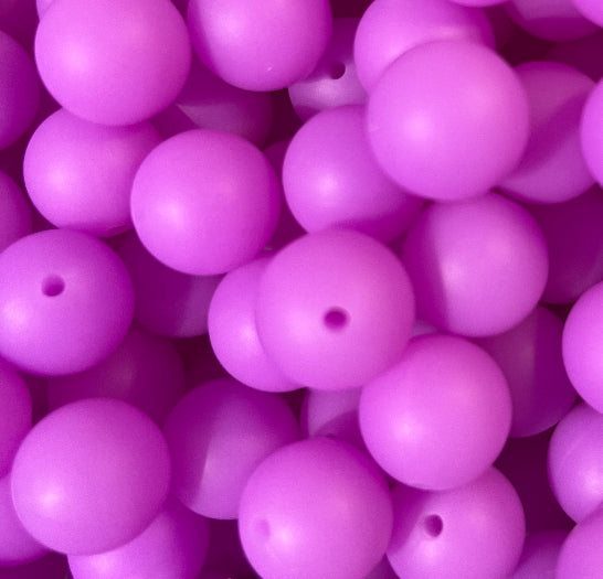 15mm GLOW Neon Purple Silicone Beads, Glow in the Dark