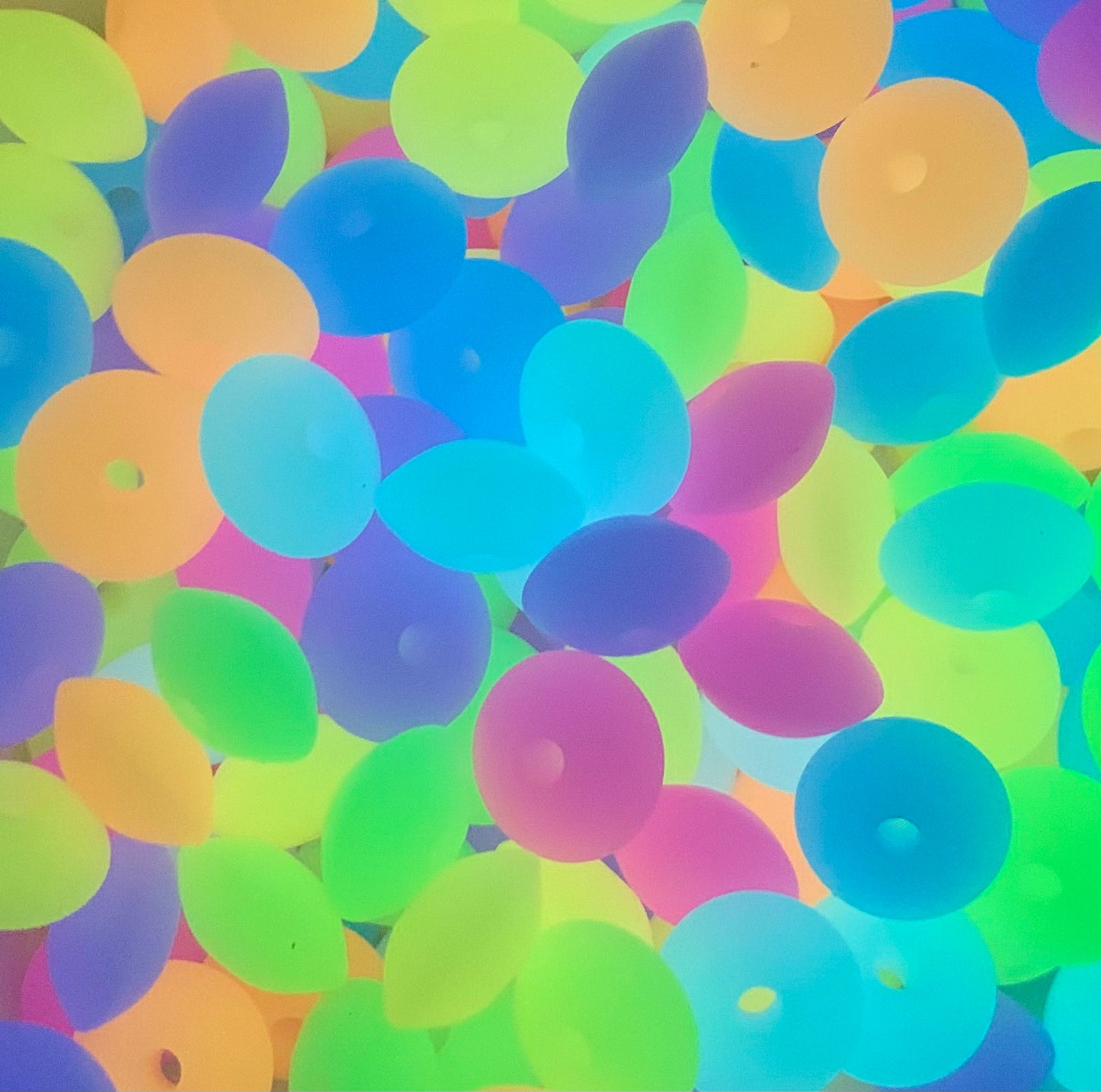 12mm Lentil GLOW Orange in the Dark Silicone Bead