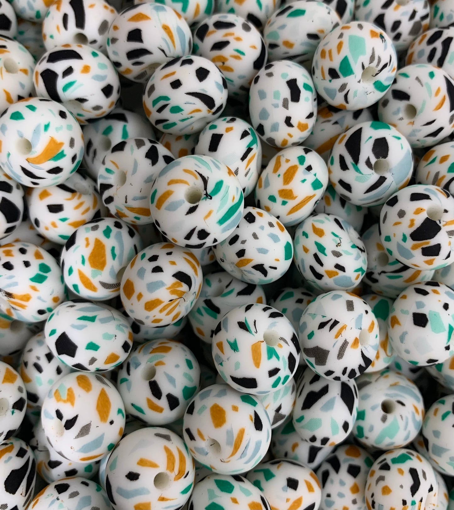 14mm ABACUS Green Spirit Terrazzo EXCLUSIVE Silicone Beads