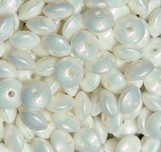 12mm Lentil Opal White Silicone Bead, Pearl Lentil