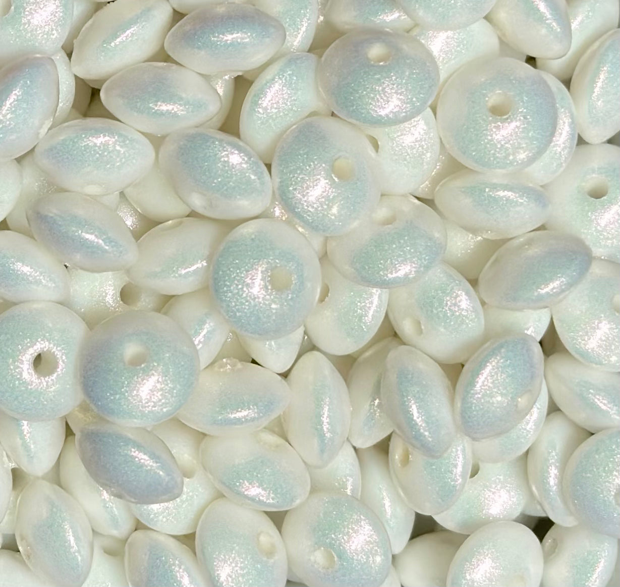 12mm Lentil Opal White Silicone Bead, Pearl Lentil