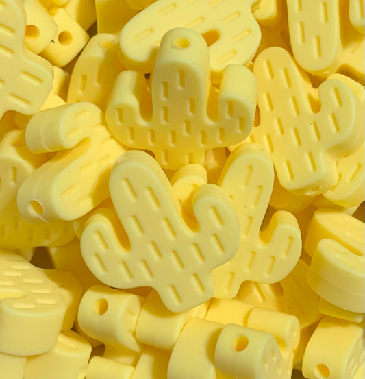 Yellow Cactus Shaped Silicone Focal Bead