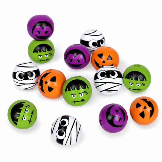 *Bead Mix #284- 16mm WOOD Halloween Beads