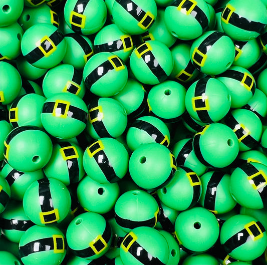 15mm Print Leprechaun Belt Round Silicone Beads