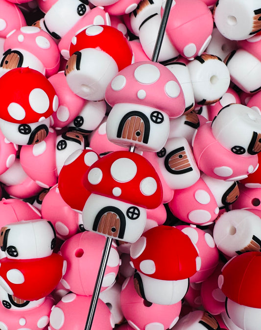 3D Mushroom House Focal Bead, **NOT FOR TEETHING** 3D Food Focal Bead