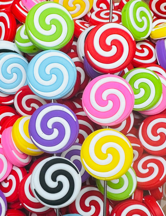 D- Candy Swirl Focal Bead, Food Shape Silicone Focal Bead