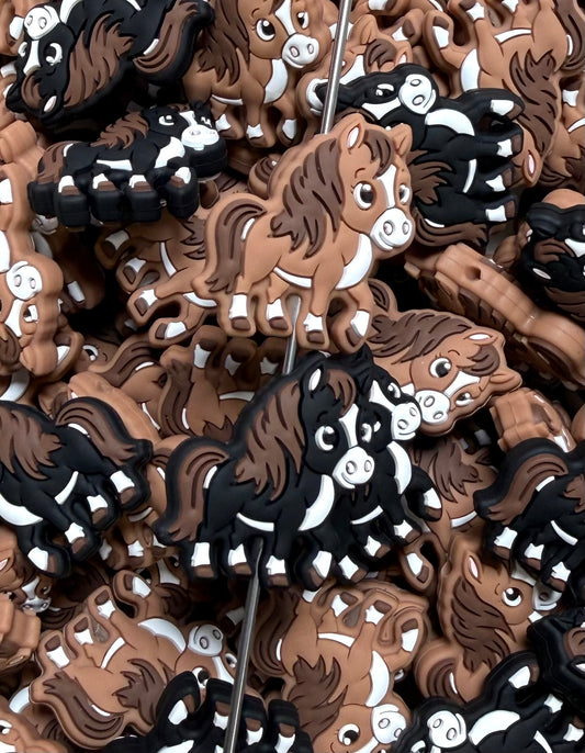 A- Pony Silicone Focal Bead, Horse Shape Silicone Bead