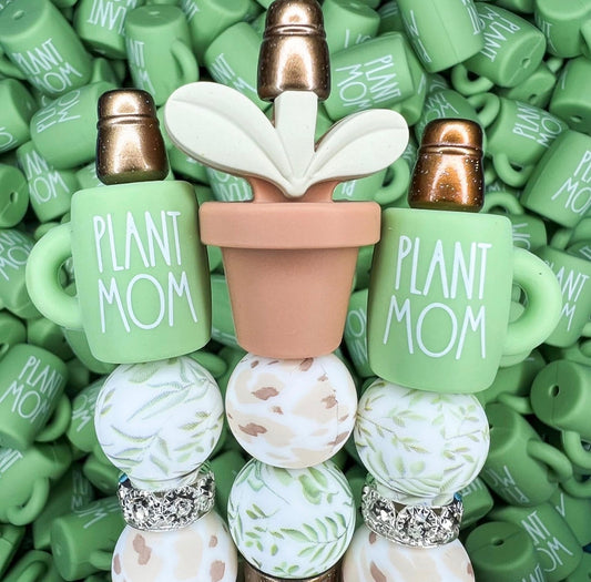 3D Plant Mama Coffee Mug Silicone Focal Bead