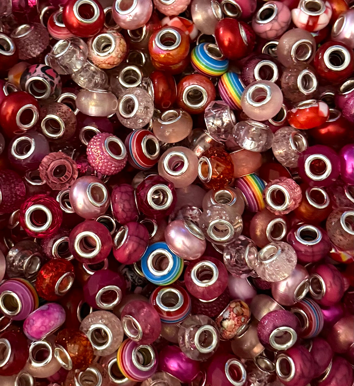 *Bead Mix- #316 Pinks/Reds Acrylic Abacus Spacers- Pack of 5