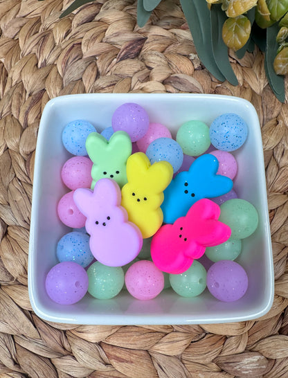 *Bead Mix- #174 Glitter Bunnies Silicone Bead Mix