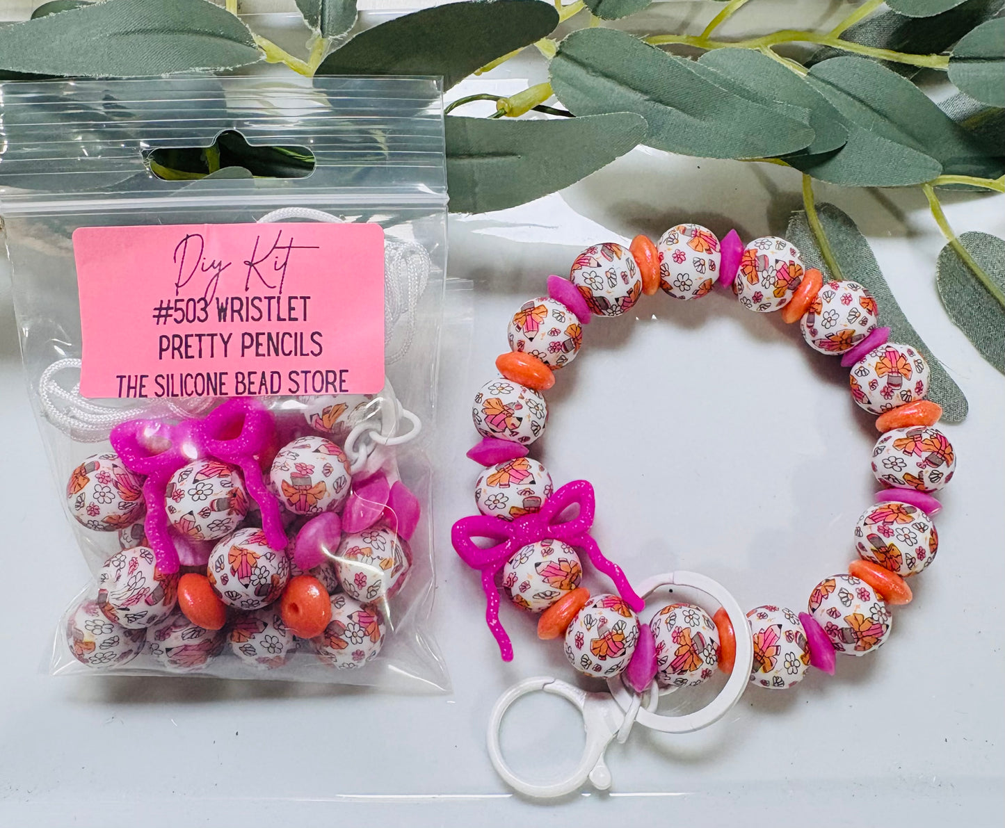 *Bead Mix #503- Wristlet Kit PRETTY PENCILS  DIY Silicone Bead Wristlet Kit