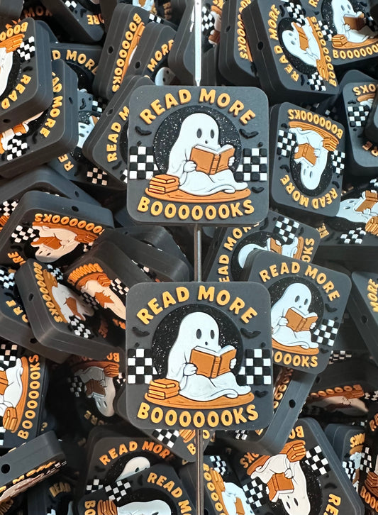 B- Read More Boooooooks EXCLUSIVE Silicone Focal Bead, Halloween Book Silicone Focal Bead