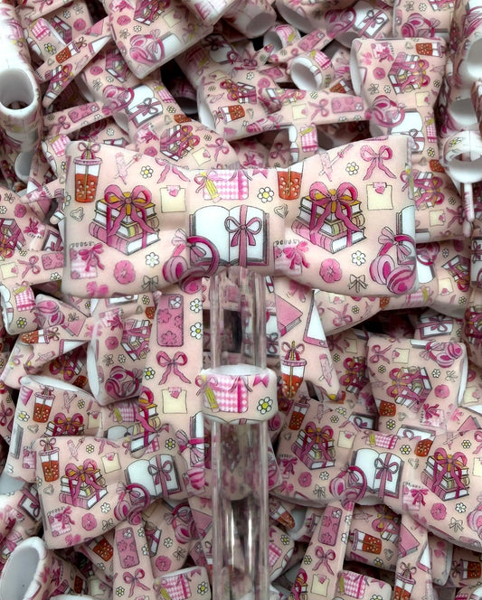 Y- Straw Topper - COFFEE and Books Printed Bow, Tumbler Accessory