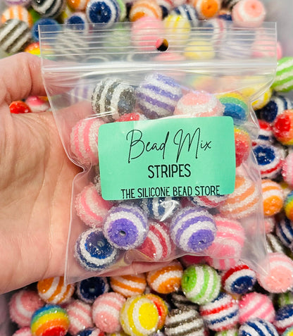 * Bead Mix - 20mm Stripes Sugar Acrylic Bead Mix