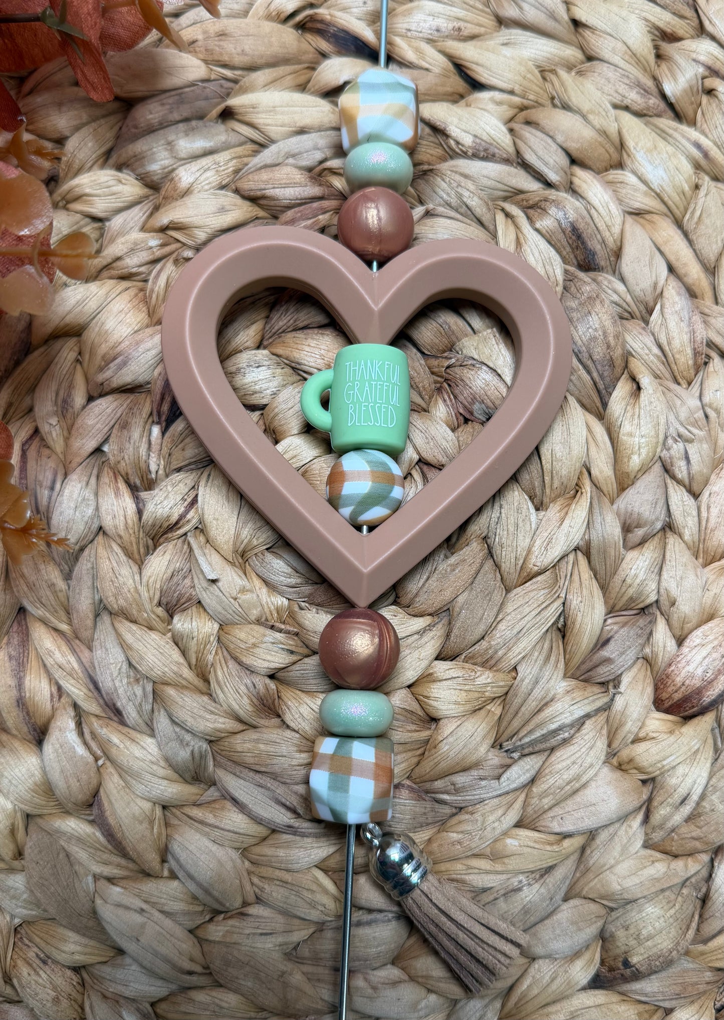 *Bead Kit #530- Thankful Grateful Mug DIY Car Charm Silicone Bead Kit, Fall Car Charm Kit