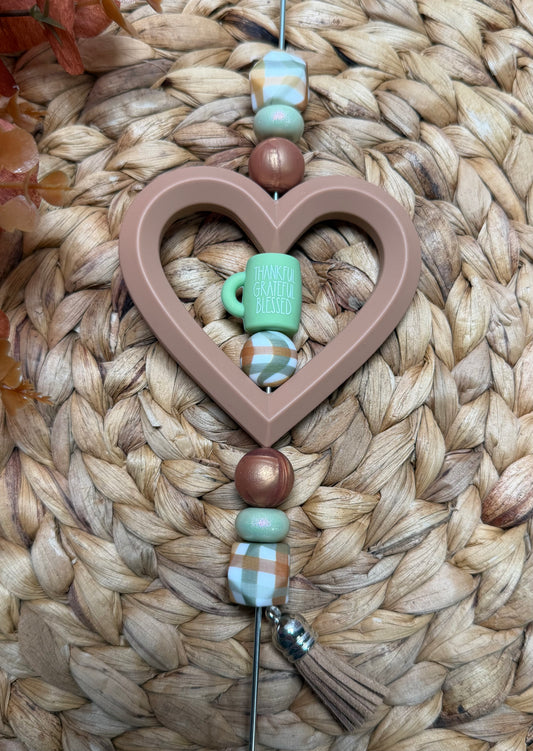*Bead Kit #530- Thankful Grateful Mug DIY Car Charm Silicone Bead Kit, Fall Car Charm Kit