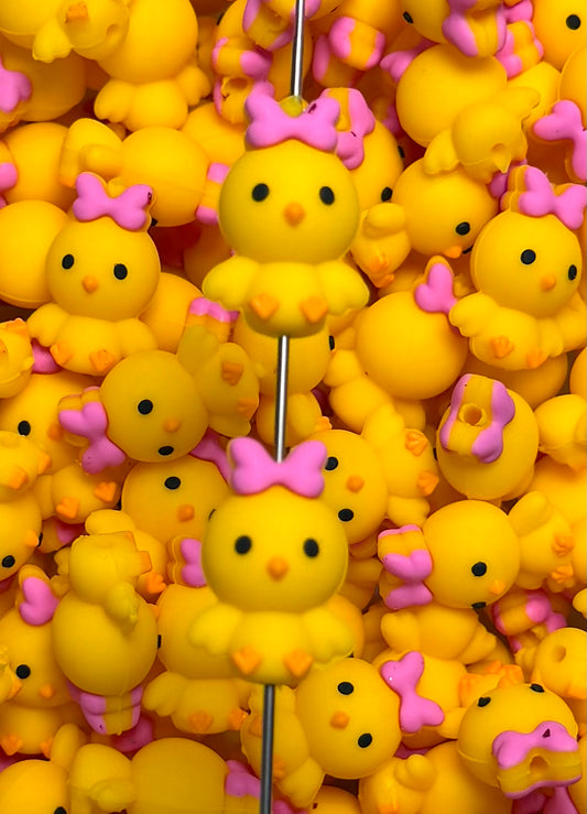 3D Cute DUCK Silicone Focal Bead,**NOT FOR TEETHING** Easter Shape Silicone Bead