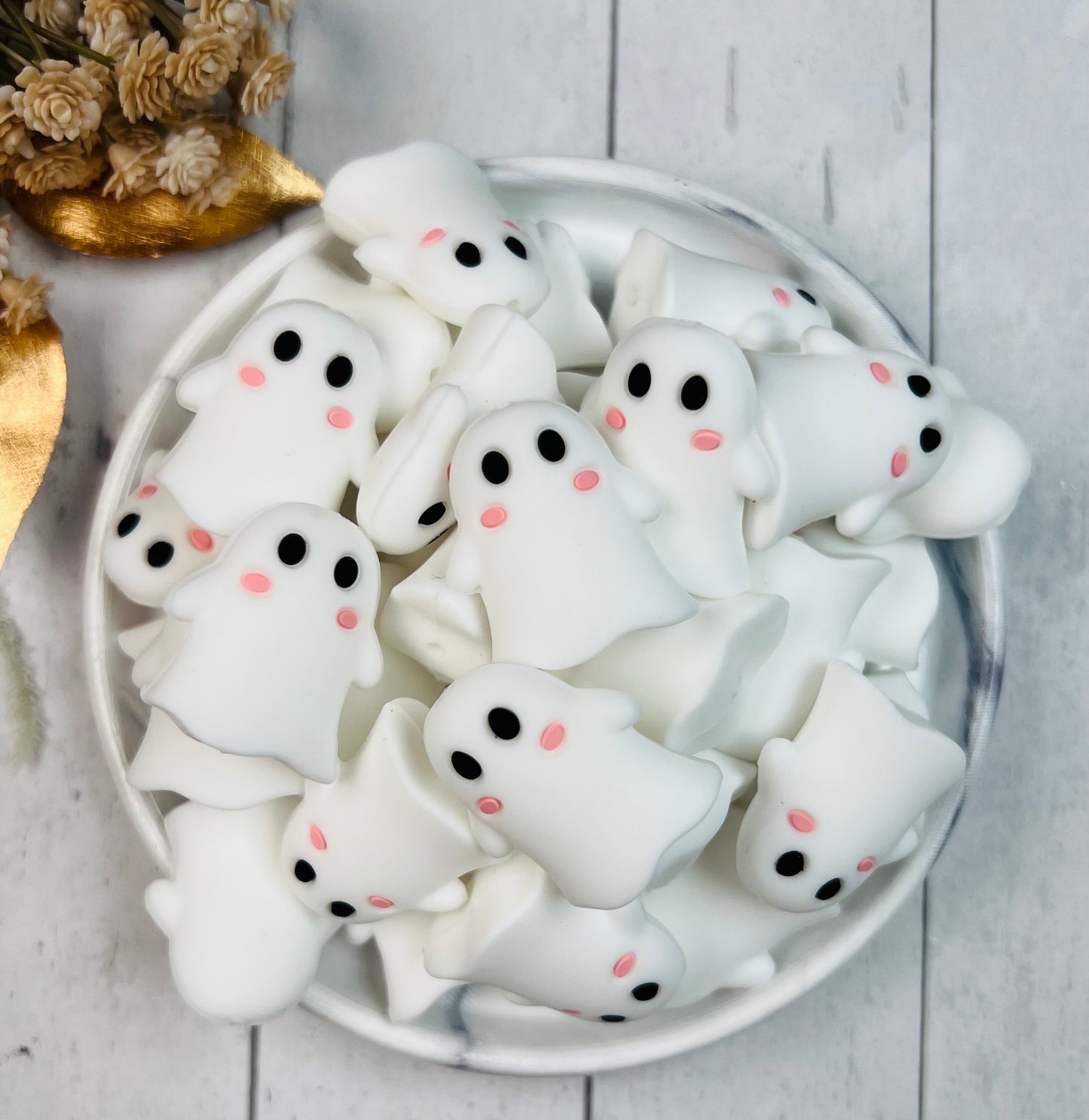 3D Ghost Focal Bead, Halloween Silicone Focal Bead