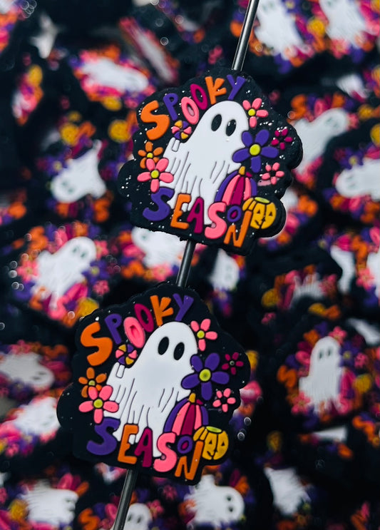 H- IMPERFECT Glitter Spooky Season Silicone Focal Bead, Halloween Focal Bead