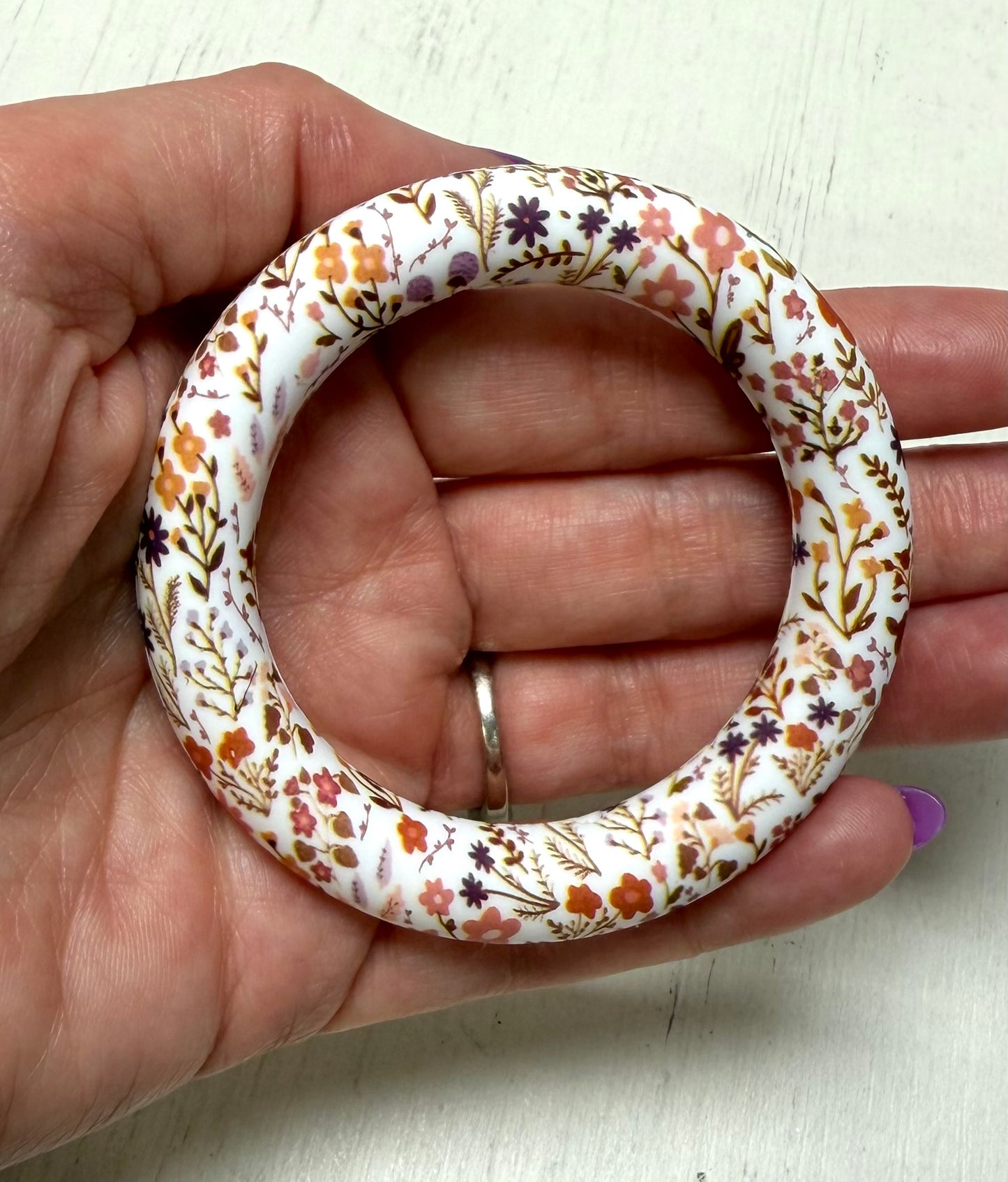 *65mm Printed Silicone Ring With Holes for Beading